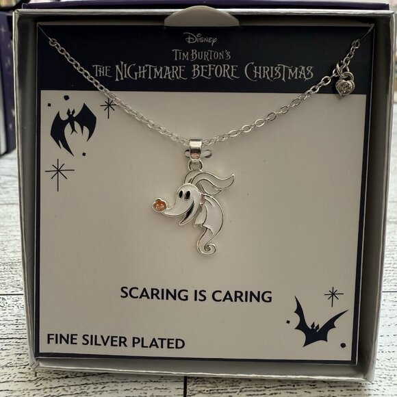 Tim Burton Nightmare Before Christmas Zero Necklace Scaring is Caring Halloween - Picture 2 of 5